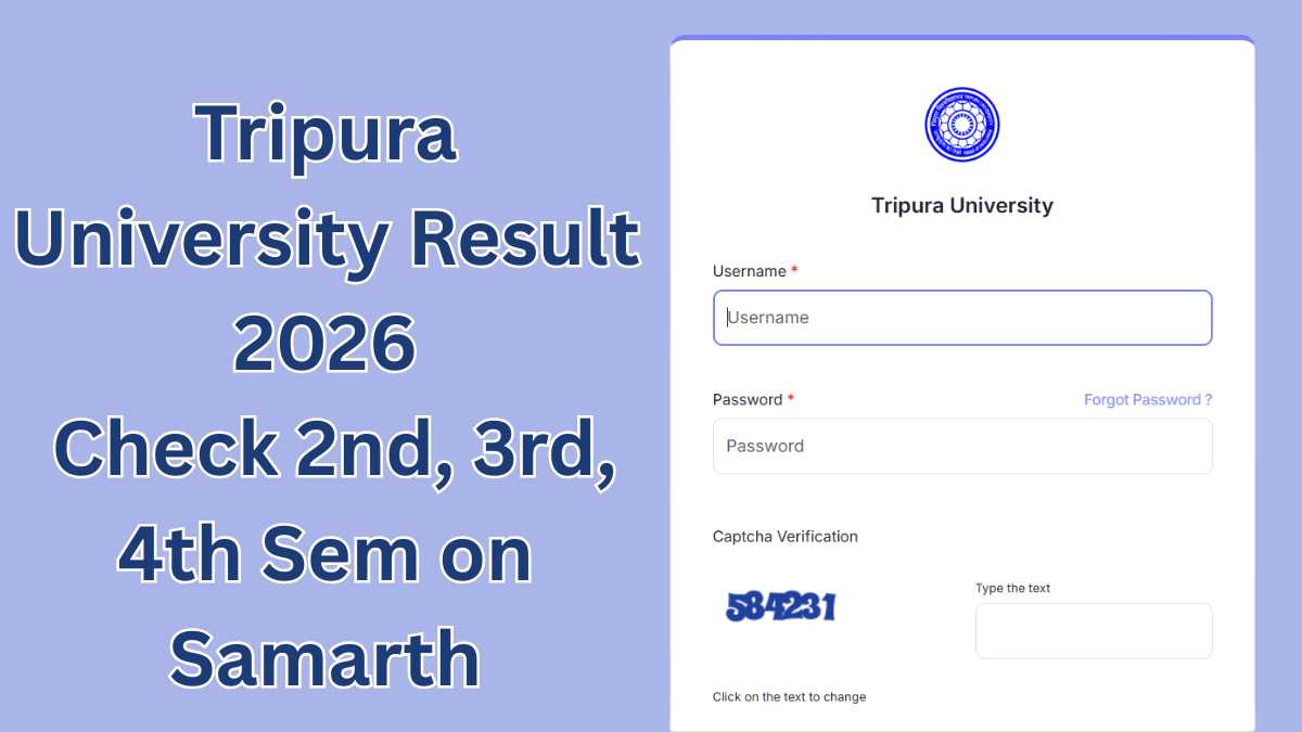 Tripura University Result 2026: Check 2nd, 3rd, 4th Sem on Samarth