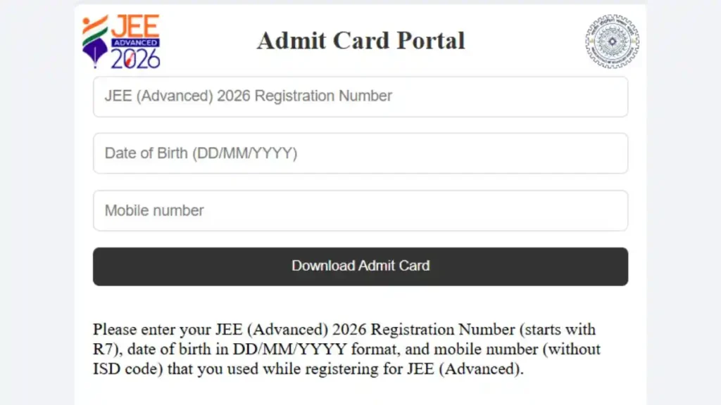 JEE Advanced Admit Card 2026- Download Link & Guide