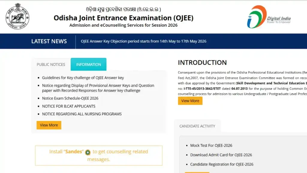 OJEE 2026 Answer Key Out: Download @ojee.nic.in