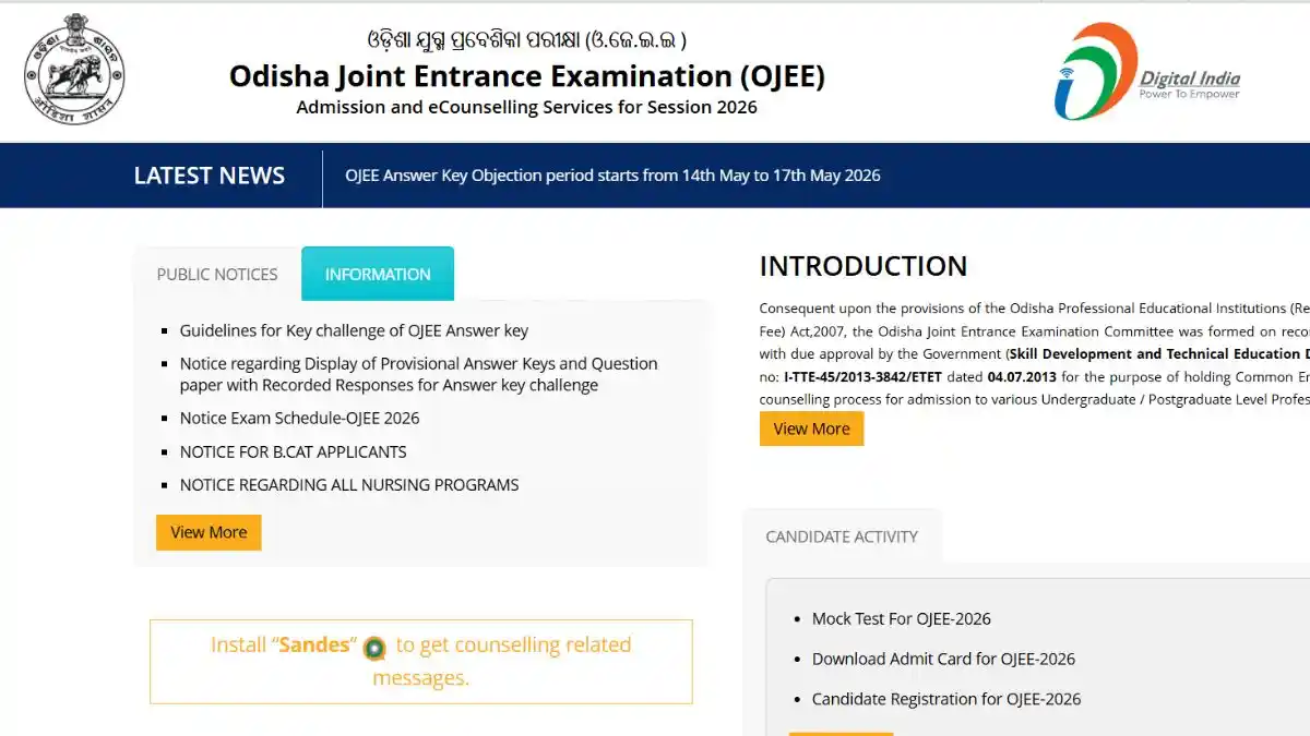OJEE 2026 Answer Key Out: Download @ojee.nic.in