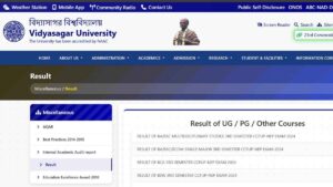 Vidyasagar University 1st Semester Result 2026: Direct Link
